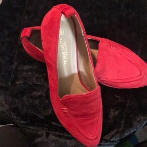 Alexis Bendel red loafers with silver heel accents size 8